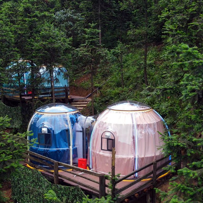 Nieuw ontwerp hotel polycarbonaat koepel tent modulair prefab pc bubbel dubbele koepel huis voor resort
