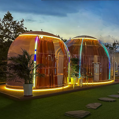 Populaire verkoop Waterdicht Camping Dome Hotel Modulaire tent Dubbele koepel Huis met badkamer