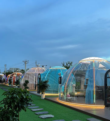 Glamping Tuin Huizen Prefab Tenten Polycarbonaat Dubbele Dome Huis