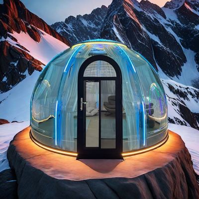 Warm te verkopen Nieuwe aankomst PC Hotel Polycarbonate Dome Tent Modulair Prefab Dome Huis Voor Resorts