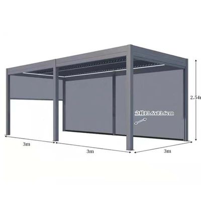 Aluminium legering elektrische luzer draaiende paviljoen voor winddichte rollende gordijnen schaduw zon in de buitenplaats villa binnenplaats
