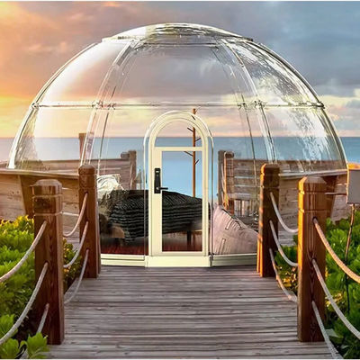 Transparante camping hotel geprefabriceerde koepel voor buiten bubbelhuis yurt met LED-verlichting