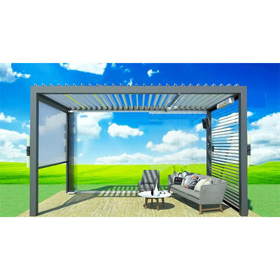 Buiten patio Flipped Louver Paviljoen Aluminium legering Buiten elektrische schaduw Paviljoen Villa Zonnebescherming Paviljoen